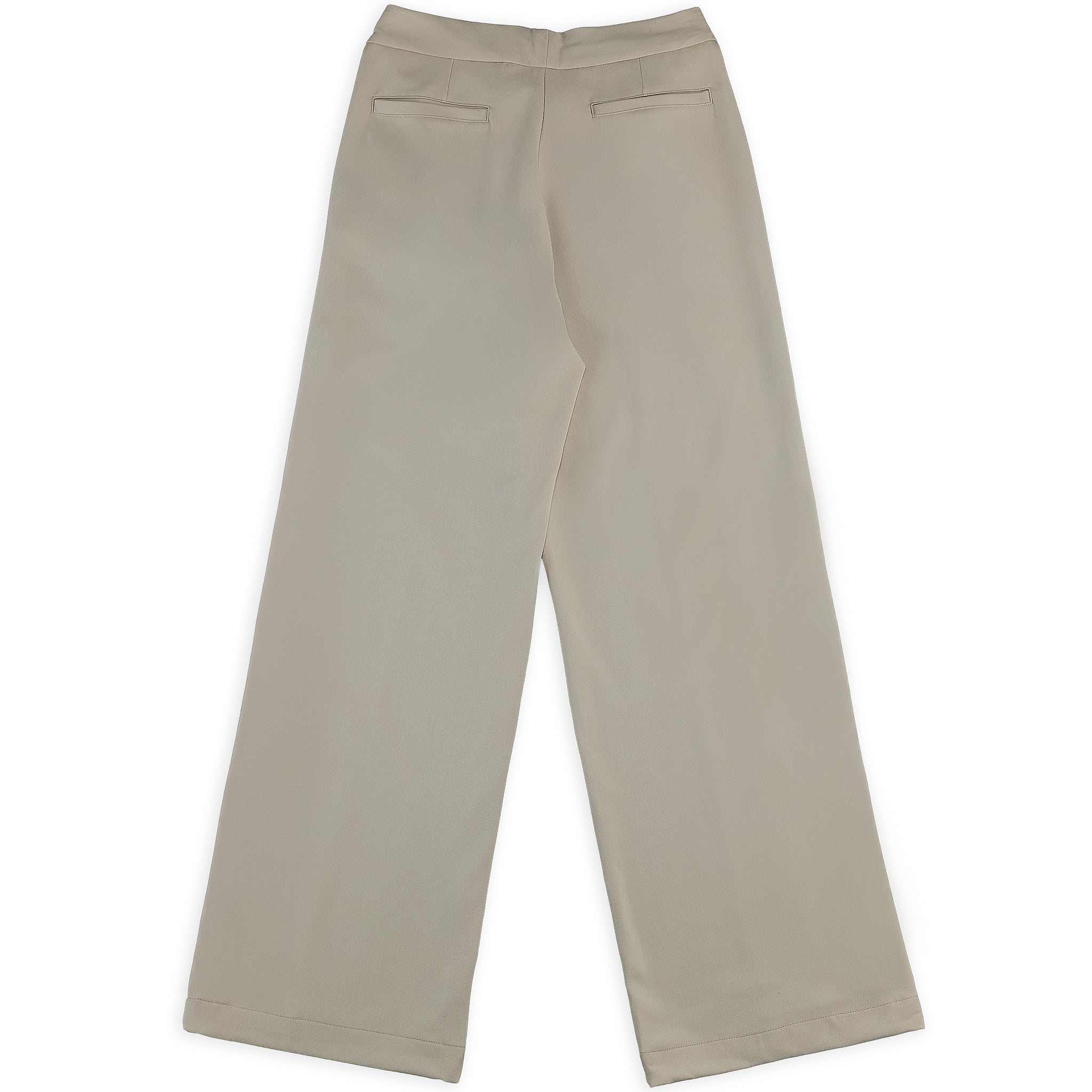 Calça Pregas em Sobreposição Bege Areia