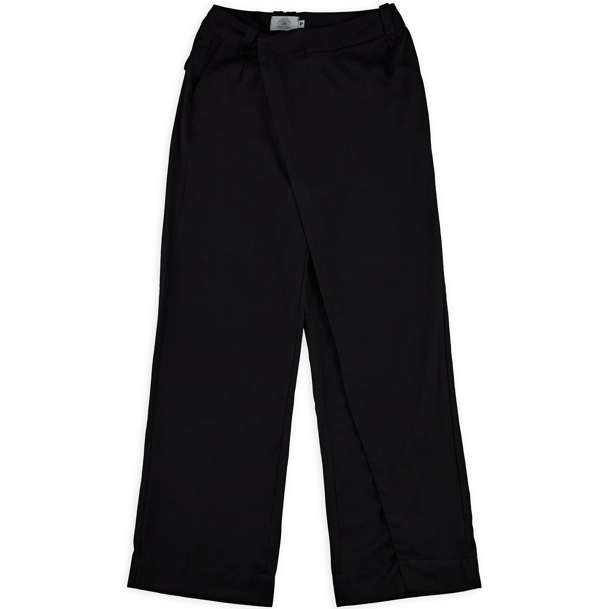 Calça Transpassada em Viscose Preta