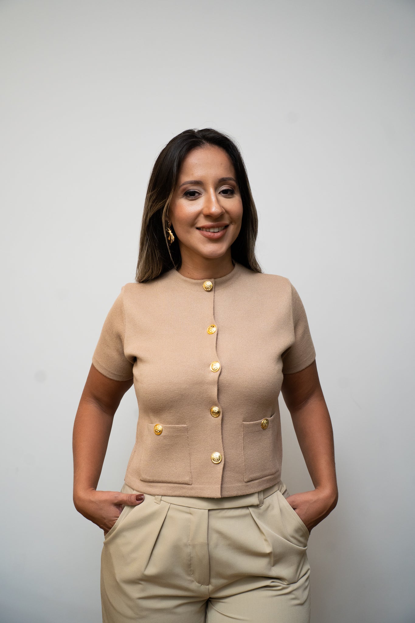 Casaqueto em Tricot Bege