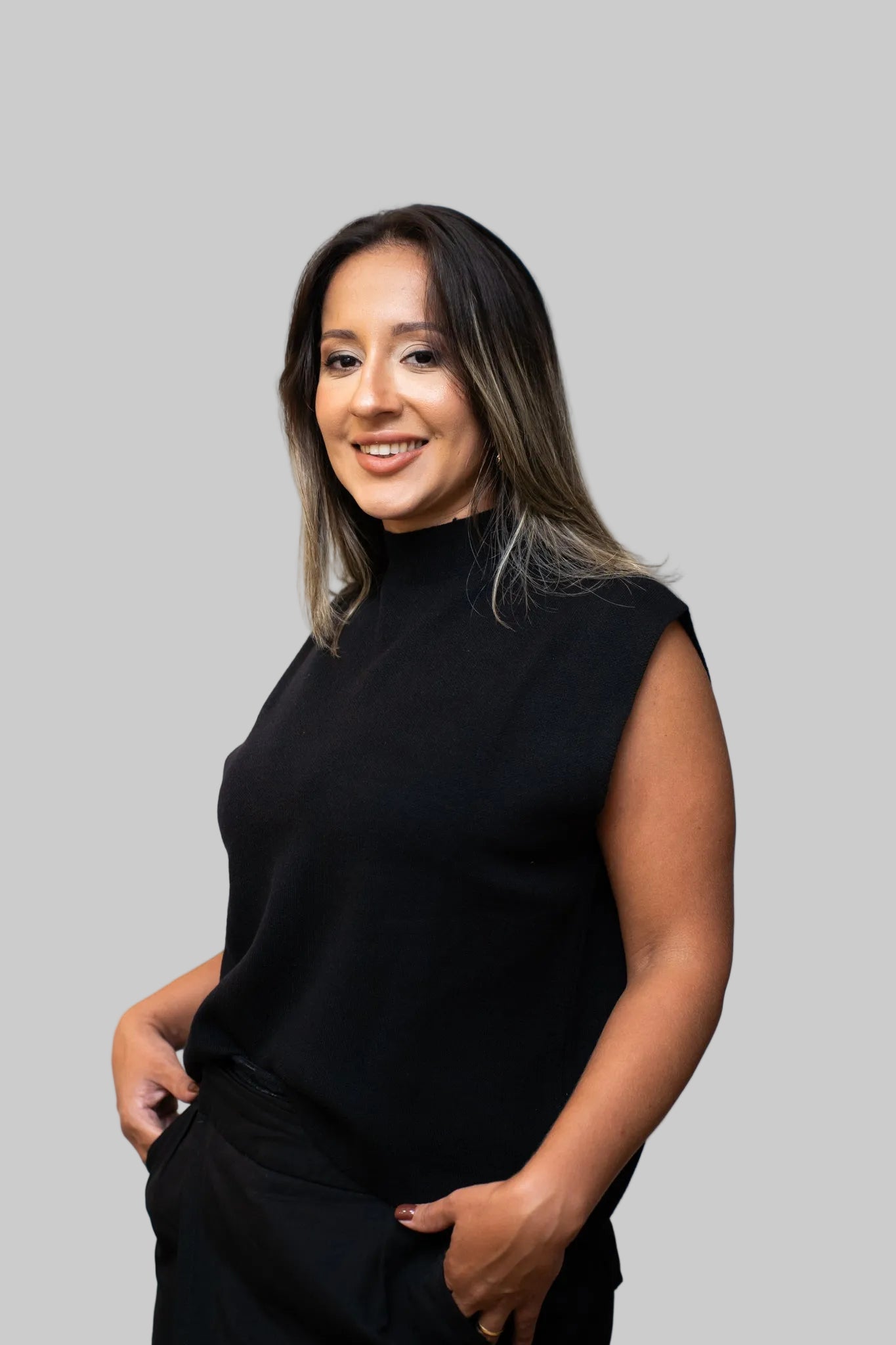 Blusa Gola Alta em Tricot Preta